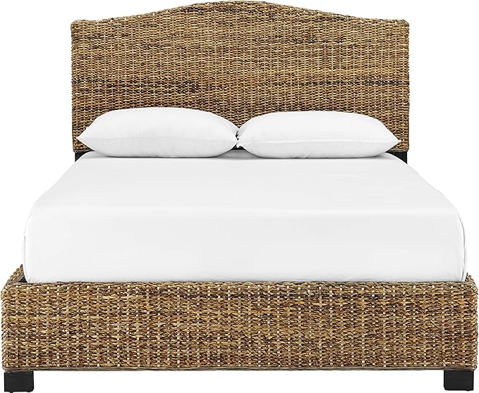 Crosley Furniture Serena Bed, Handwoven Natural Fiber Rattan Headboard and - Image 4