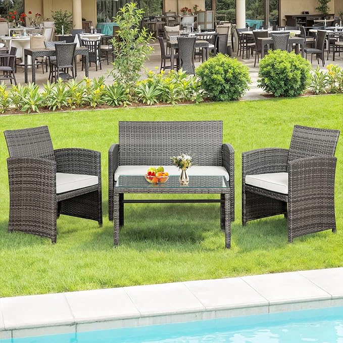 SUNLEI Patio Furniture Set 4 Piece Outdoor Furniture Set, PE Rattan Wicker - Image 8