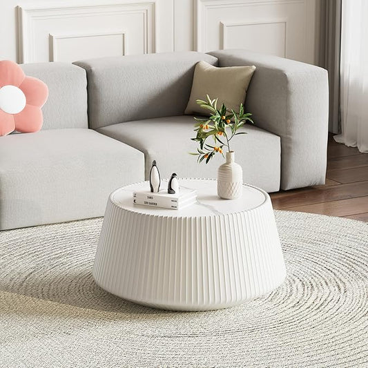 26.77" Marble Coffee Table, Modern Cup Shaped Coffee Table by Henf