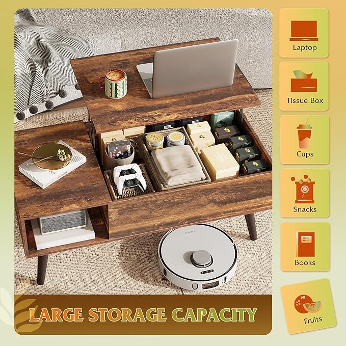 WLIVE Coffee Table with Storage & Lifting Top - Image 5