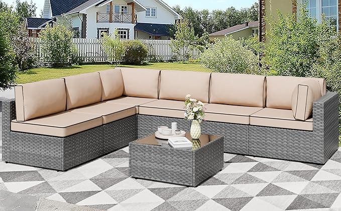 Shintenchi 7 Pieces Outdoor Patio Furniture Sets, Patio Sectional Sofa Couch by Shintenchi%7CFurnitureMadeforRealLife
