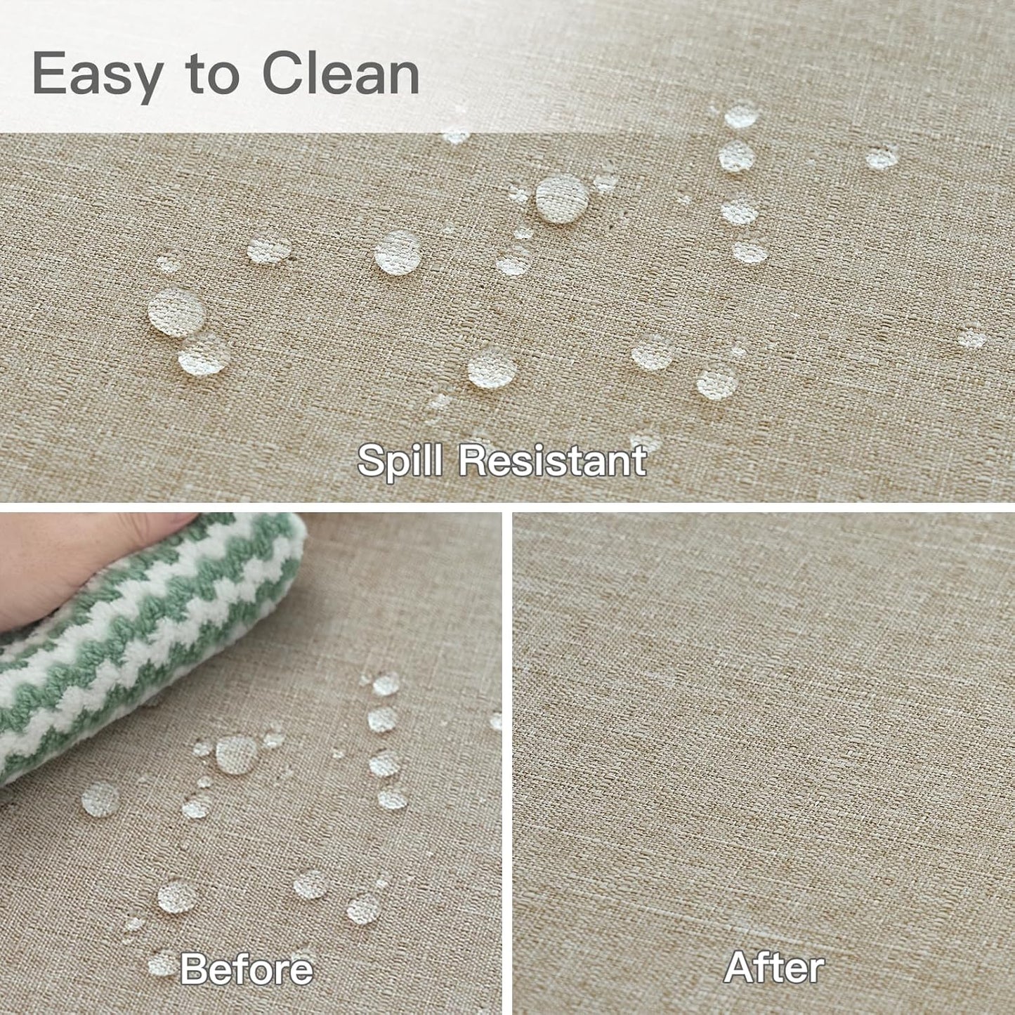 maxmill Linen Textured Rectangular Tablecloth Water Resistant Wrinkle Free Spill-Proof Stain Proof Table Cloth for Dining Room Decoration, Banquet Party Wedding Holiday Dinner, 52 x 84 Inch Linen