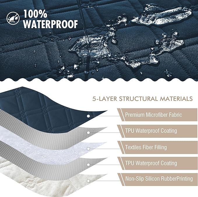 Genina Waterproof Couch Cover, Washable Anti-Slip 86.6 inch Sofa Covers - Image 5