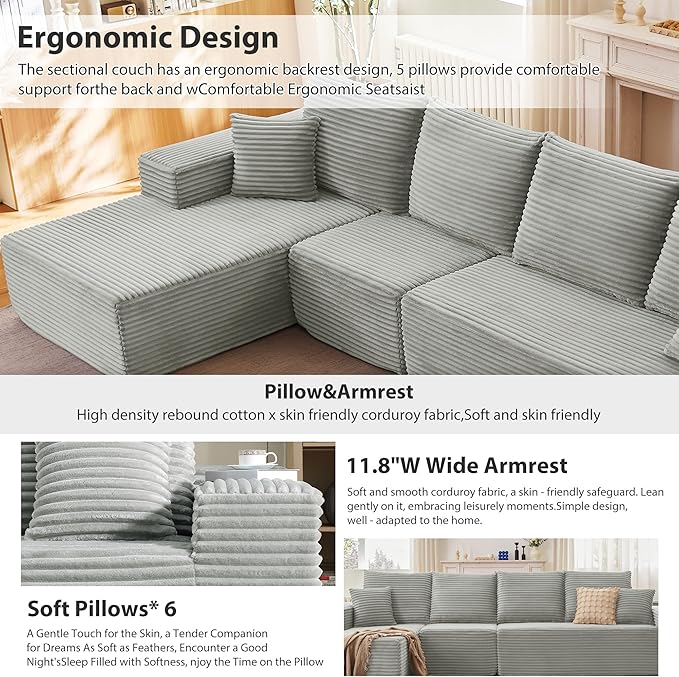 135" Cloud Sectional Couch - Image 4
