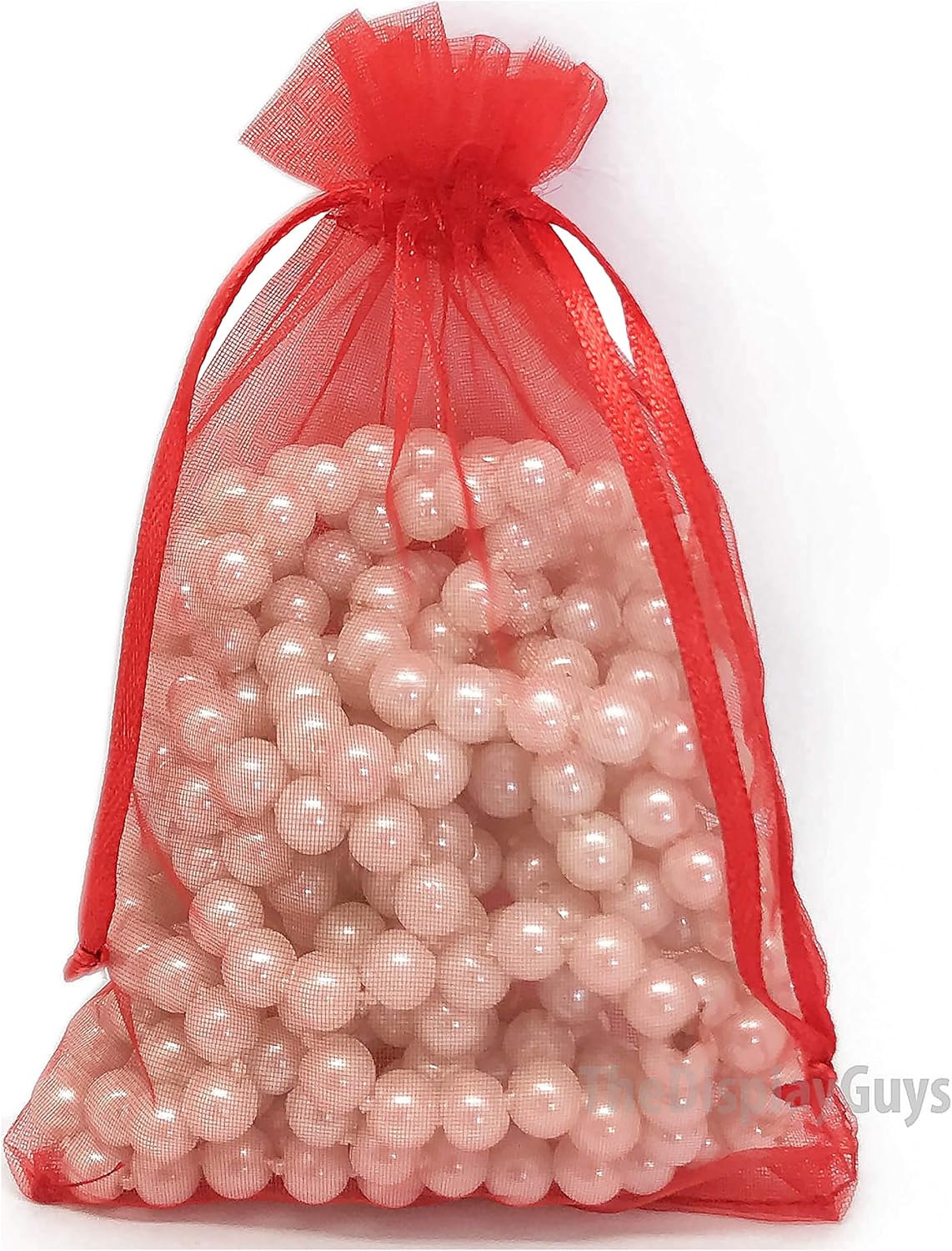 TheDisplayGuys 100-Pack 4x6 Red Sheer Organza Gift Bags with Drawstring, Goodie Bags for Jewelry, Candy Bags, Treat Bags, Wedding Favors Small Mesh Bags