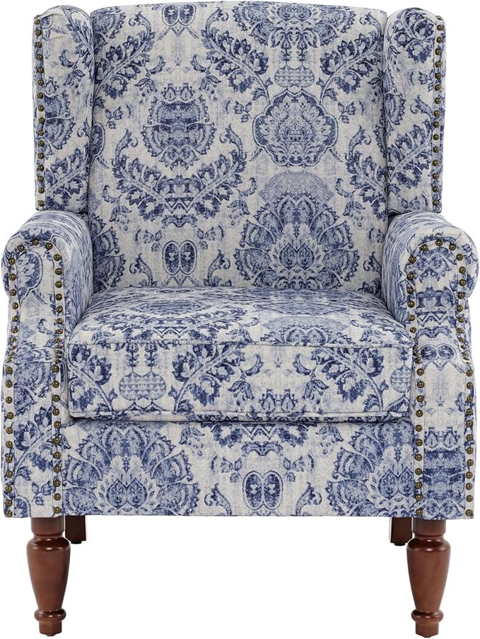 Pia Ricco Set of 2 Floral Accent Chairs, High Back Upholstered Armchairs - Image 6