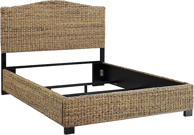 Crosley Furniture Serena Bed, Handwoven Natural Fiber Rattan Headboard and - Image 5