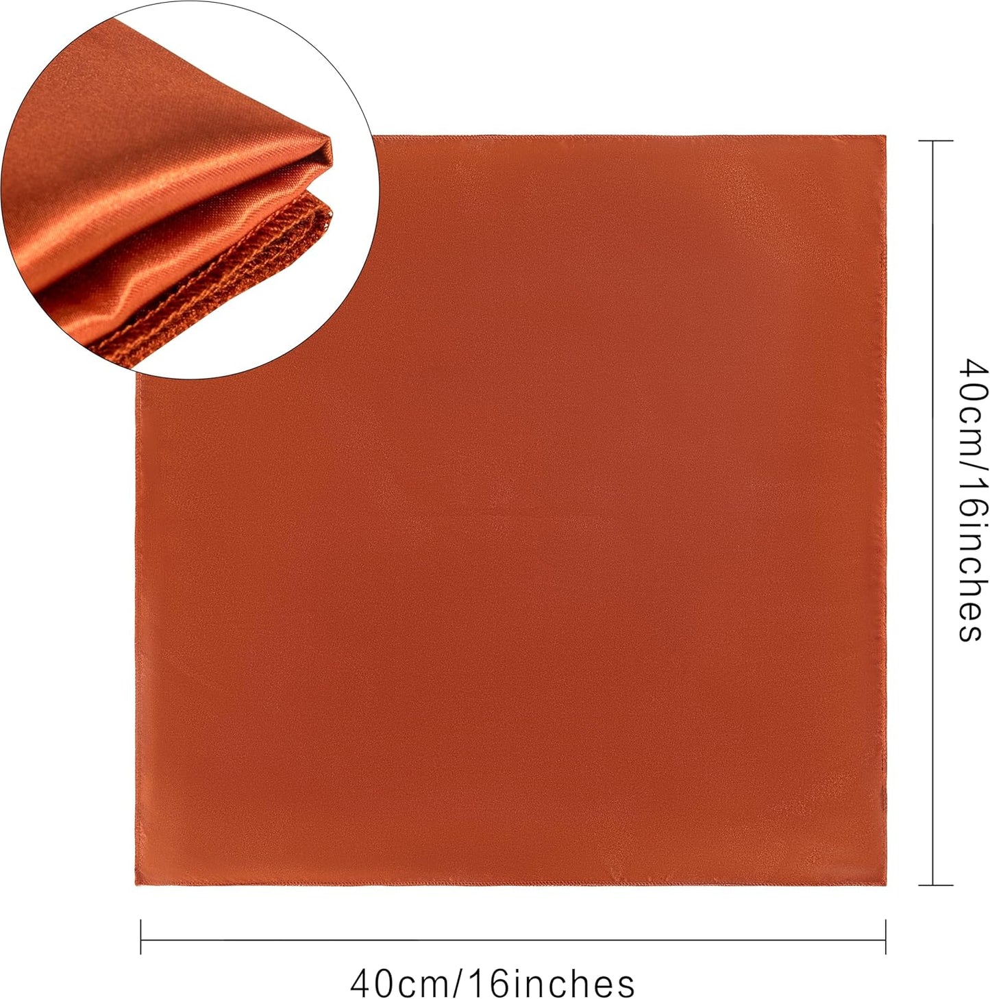 36 Pack Square Satin Dinner Napkins, 16x16 Inches Silky Soft Smooth Table Cloth Napkins for Restaurant Weddings Banquet Party Decoration, Burnt Orange