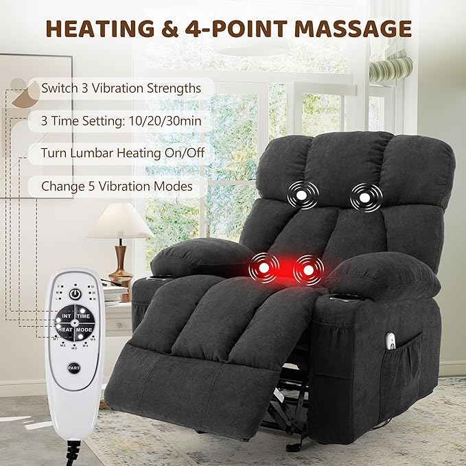 Massage Rocking Recliner Chair, Ergonomic Recliners Sofa - Image 3
