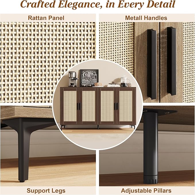 JASIWAY Buffet Cabinet with Storage, Modern Coffee Bar Cabinet Console Table - Image 4
