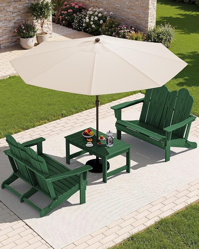 SERWALL Folding Adirondack Bench, HDPE All-Weather Adirondack Loveseat - Image 3