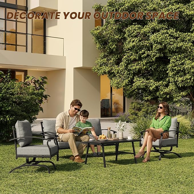 ALAULM 4 Piece Patio Furniture Set, Outdoor Metal Patio Furniture - Image 7