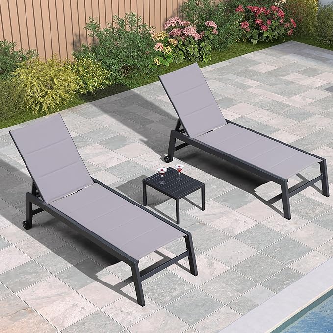 PURPLE LEAF Outdoor Chaise Lounge Set of 4 Aluminum Patio Chair - Image 2