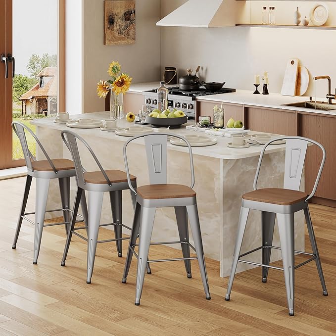 Andeworld Metal Bar Stools Set of 4, 30 inch Bar Height Barstools - Image 5