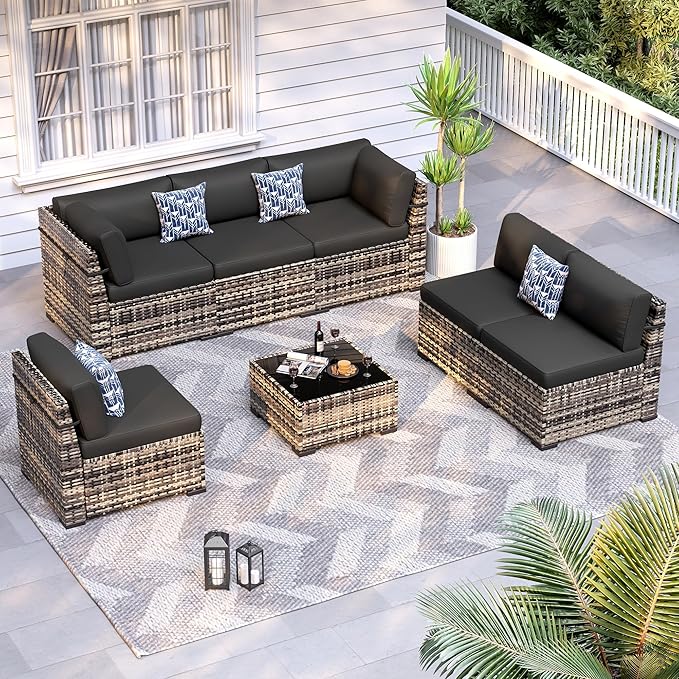 Patio Furniture Sets, 7-Piece Outdoor Patio Furniture by VonzoyHome