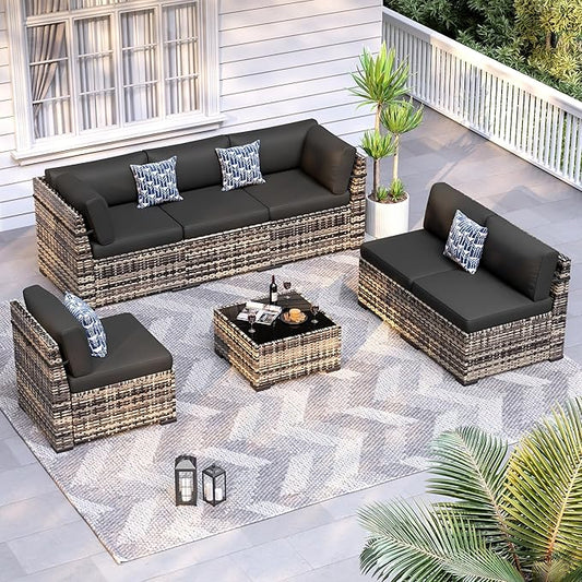 Patio Furniture Sets, 7-Piece Outdoor Patio Furniture by VonzoyHome