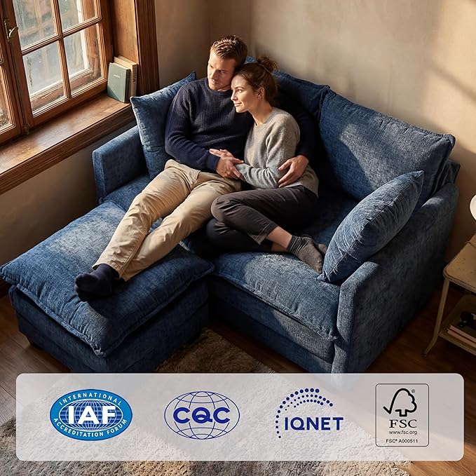 Loveseat Sofa with Ottoman, Cloud 3-Layer Cushion, Living Room, in a Box - Image 3