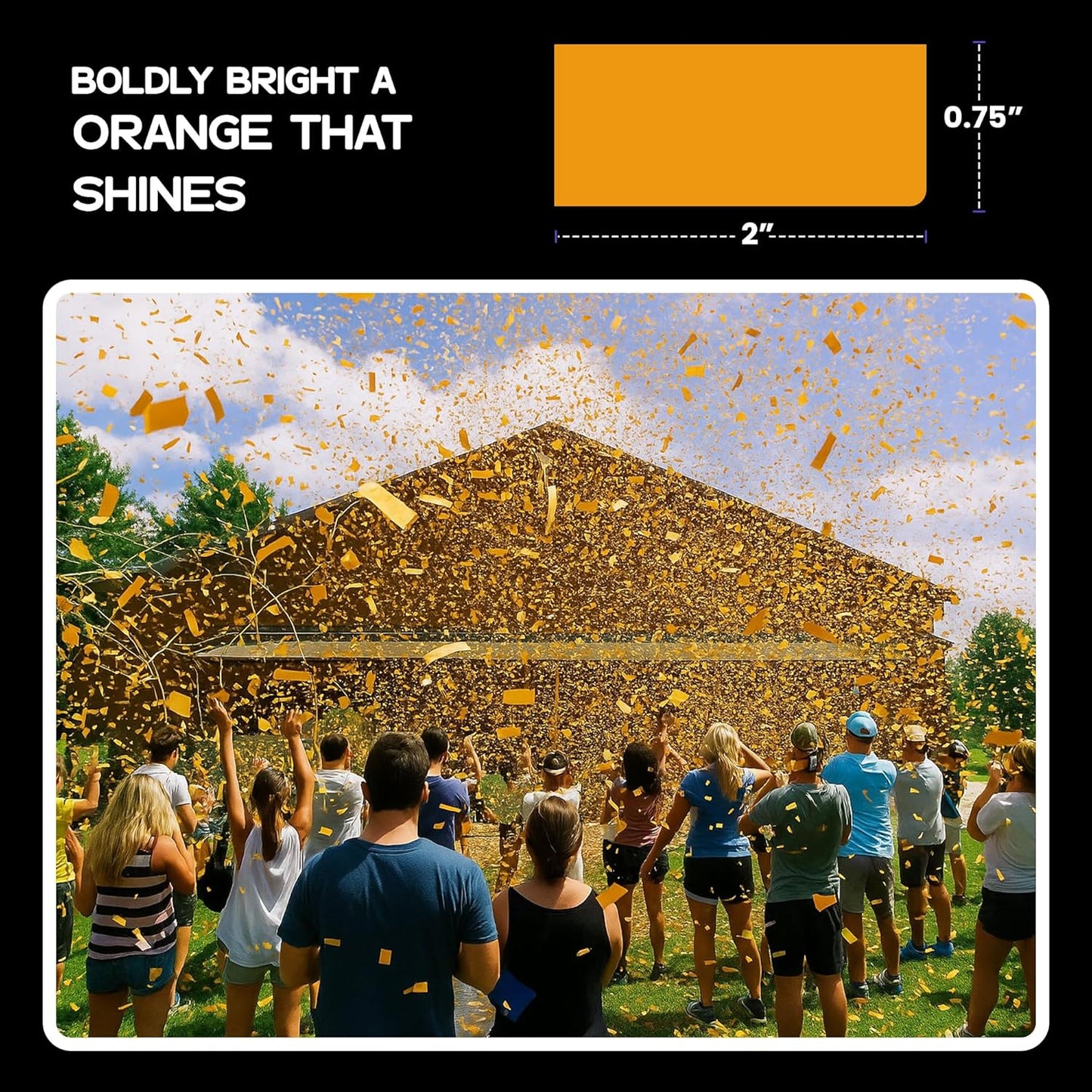 Ultimate Confetti, Orange Tissue Paper Confetti - Rectangular Fluttering Biodegradable Confetti for Cannon and Launcher use – Best for Wedding, Parties, Concerts and Live Events - 1 lb, 16 oz