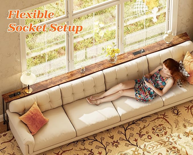 SUPERJARE 118.1 Inch Sofa Table - Image 8