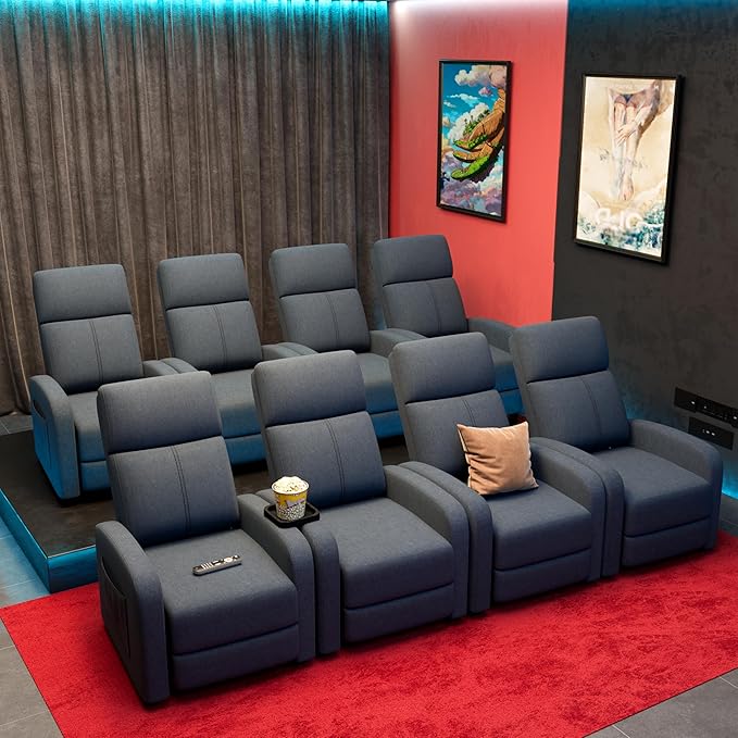 GarveeHome Linen Fabric Manual Recliner Chair, - Image 7