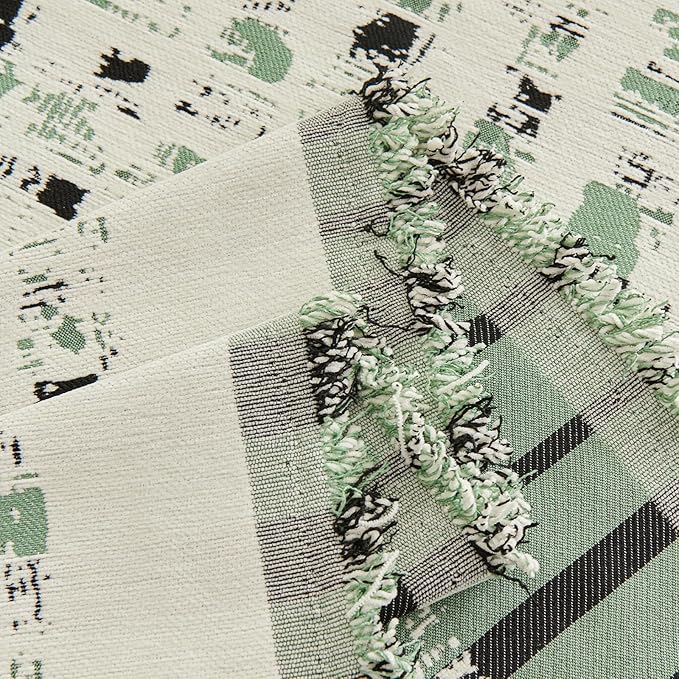 DREAMINGO Abstract Chenille Couch Cover Blanket Beige Green Black Boho Sofa - Image 5