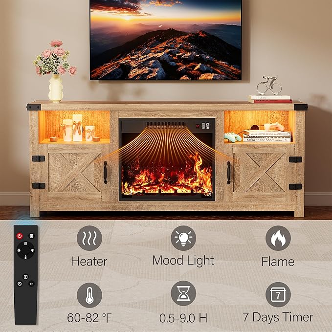 YESHOMY LED Fireplace TV Stand - Image 4
