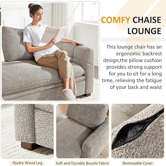 VANOMi Oversized 70.47'' Chaise Lounge Chair Indoor, Modern Upholstered Sofa Bed - Image 4