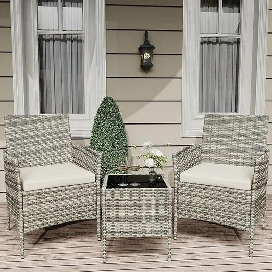 GarveeLife 3 Piece Patio Furniture Set, Rattan Outdoor Furniture by GarveeLife