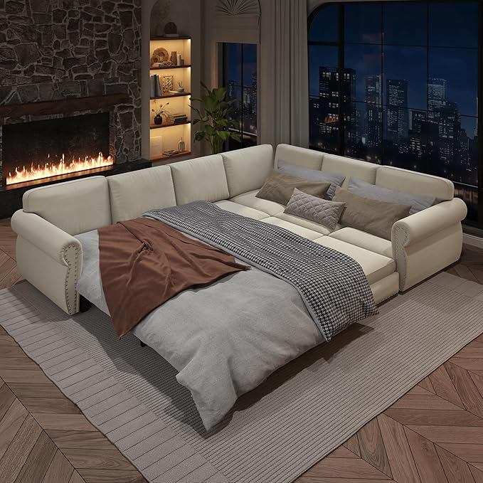 118" L-Shaped Sleeper Couch Bed - Image 7