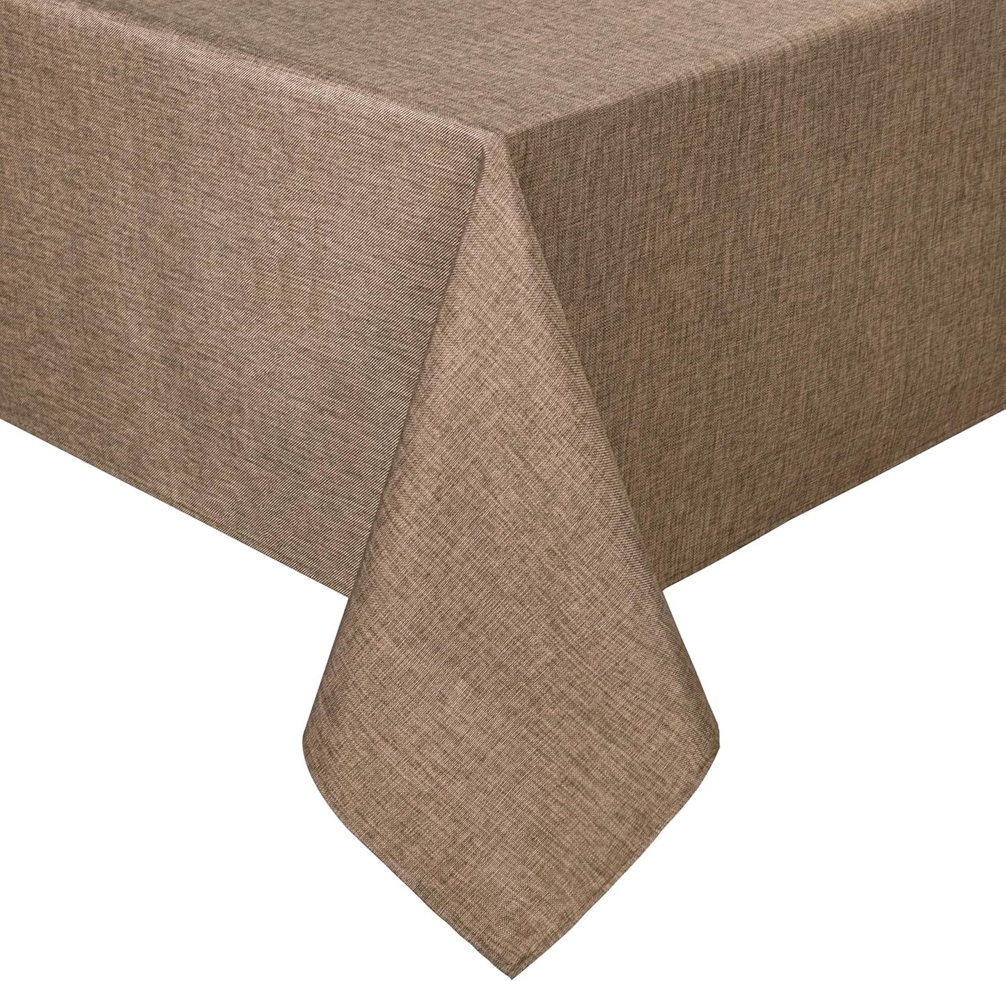 Hiasan Faux Linen Rectangle Tablecloth - Wrinkle and Stain Resistant Washable Table Cloth for Kitchen Dining Room Holiday Table Cover for Party Dinner, Khaki, 70 x 108 Inch