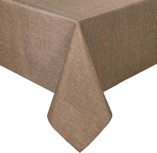 Hiasan Faux Linen Square Tablecloth - Wrinkle and Stain Resistant Washable Table Cloth for Kitchen Dining Room Holiday Table Cover for Party Dinner, Khaki, 60 x 60 Inch