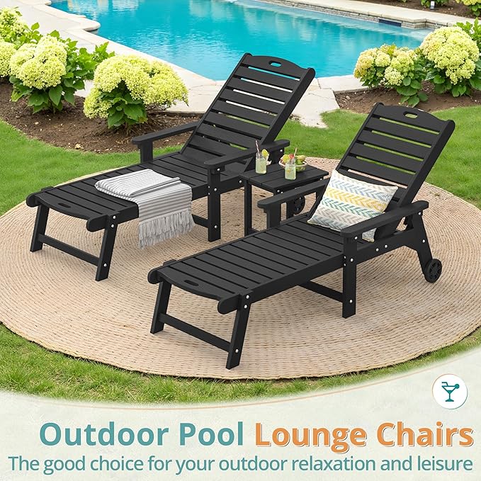 LUE BONA Lounge Chair Outdoor, HDPS Chaise Lounge Outdoor - Image 2