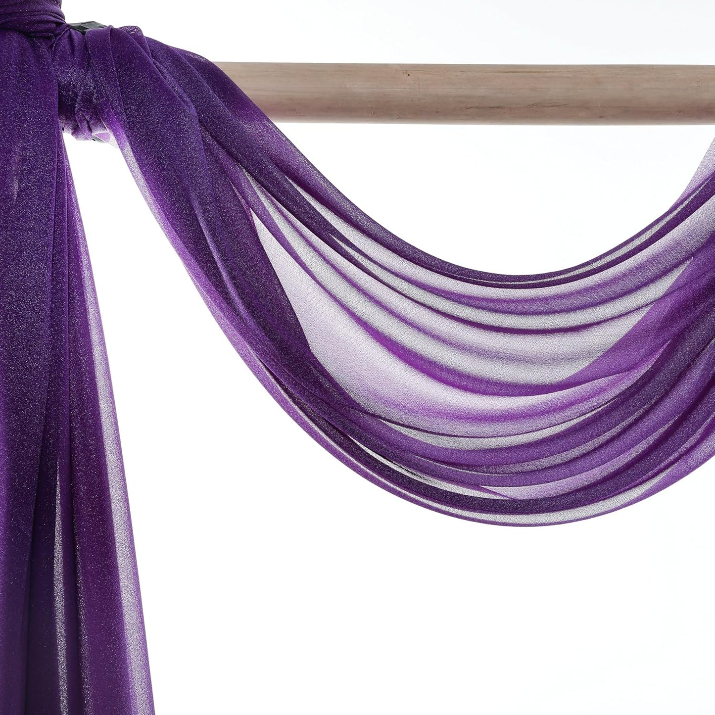 VDS Pack of 1 Panel (30 Inch X 40 Feet) Wedding Arch Draping Fabric Sheer Chiffon Fabric Drapery for Wedding Ceremony Reception Swag Backdrop Canopy Chuppah ARBO Altars Decoration (Purple)