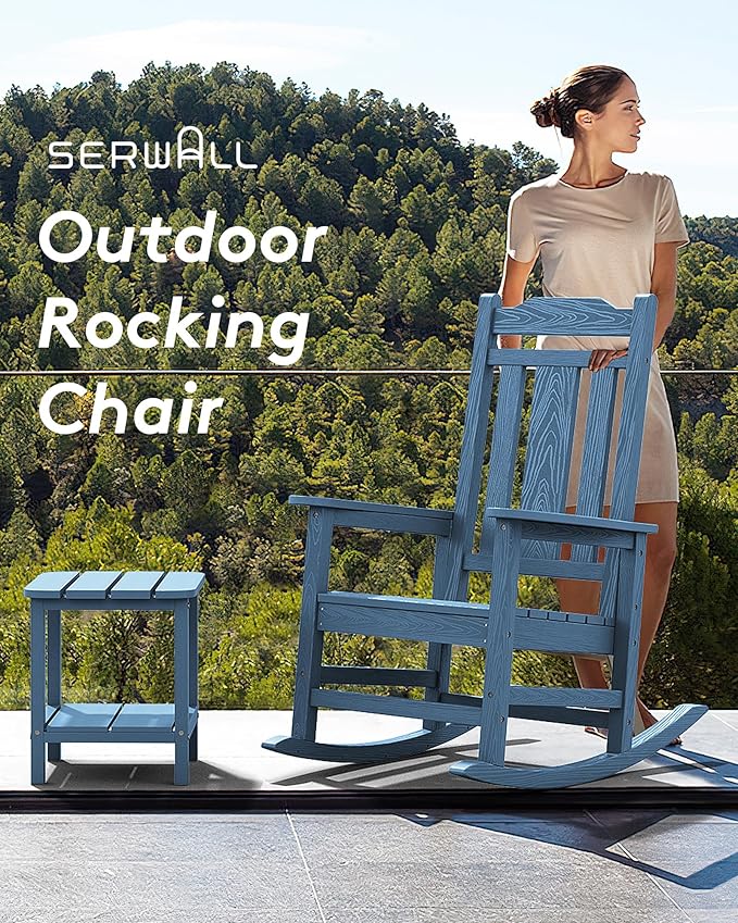 SERWALL Oversized Rocking Chair, HDPE Outdoor Rocking Chairs Set of 4, Patio - Image 5