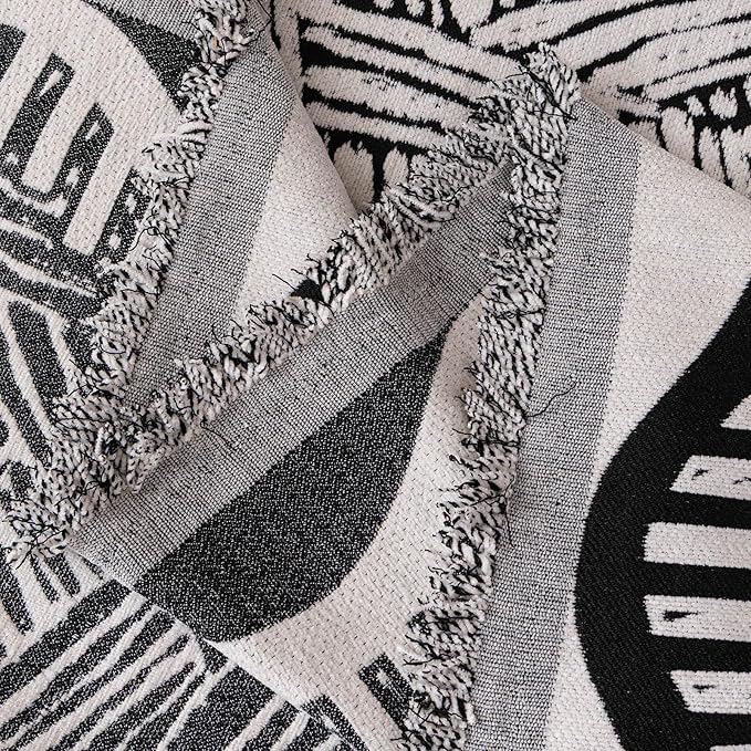 VClife Boho Couch Cover, Abstract White and Black Line Geometric Jacquard Couch - Image 8