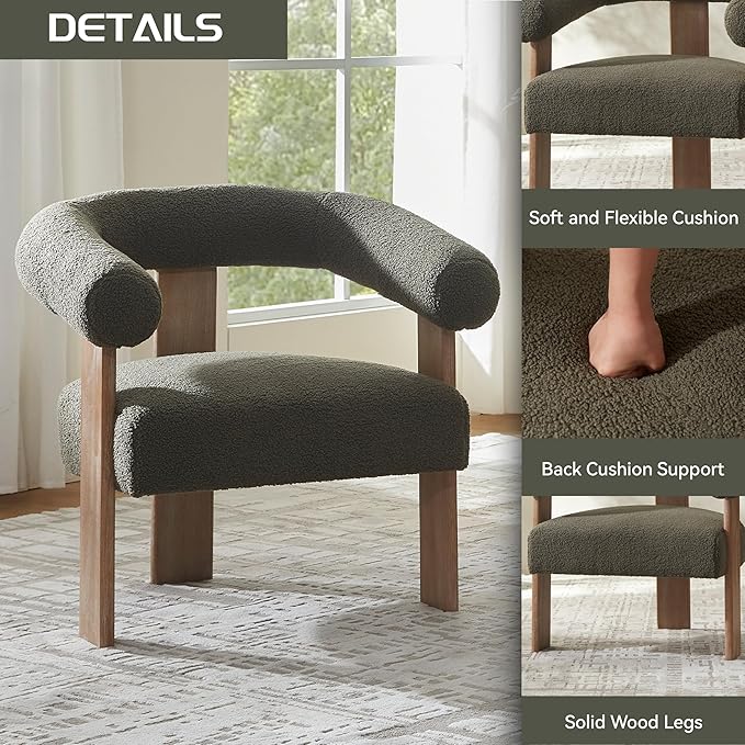 VKNOW Accent Chair Living Room Chairs Set of 2, Modern Upholstered Arm Chair - Image 4