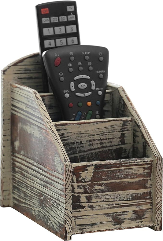 MyGift Rustic Torched Wood Remote Control Holder by MyGiftHome