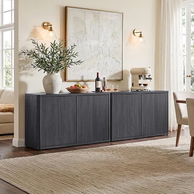 SICOTAS Buffet Cabinet with Storage Accent Sideboard with 4 Doors 66.3" Wide - Image 3