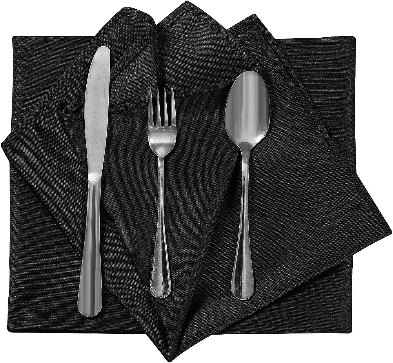 Cloth Napkins 20x20 inch Washable Polyester Dinner Napkins Soft Table Napkins for Wedding Party Dining Banquet(Black,12PCS)