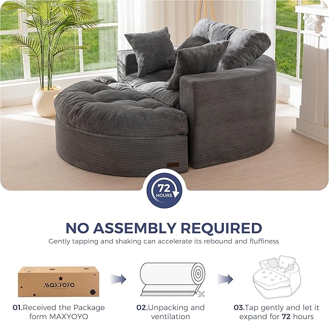 MAXYOYO Oversized Round Chaise Lounge Sofa, Upholstered Lounge Chair - Image 7