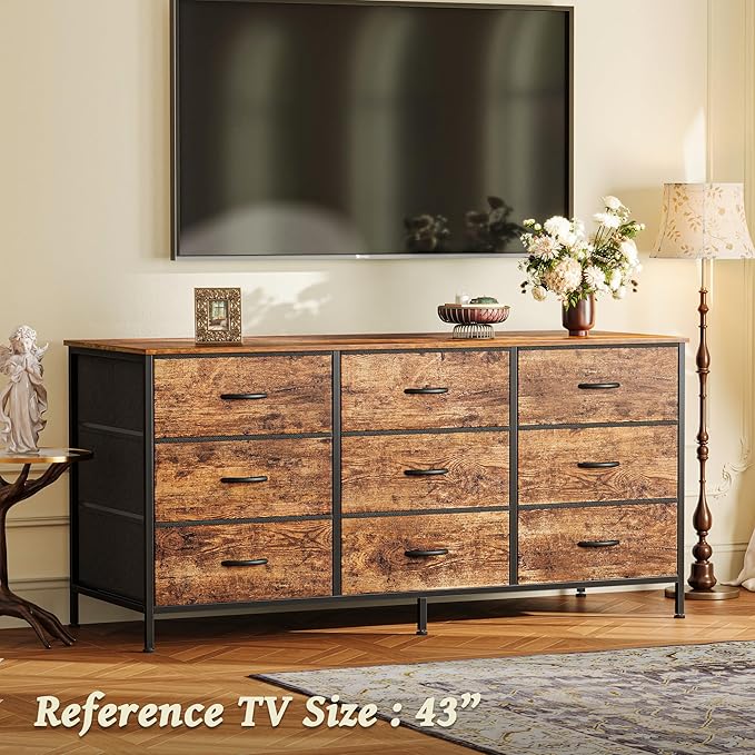Huuger 9 Drawer Dresser, 47 Inch Dresser TV Stand - Image 5