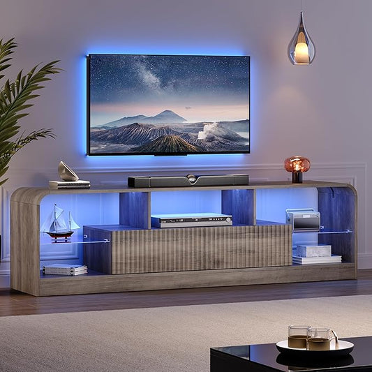 TV Stand for 60/65/70 Inch TVs, Modern Curved TV Console by ANYMAPLE