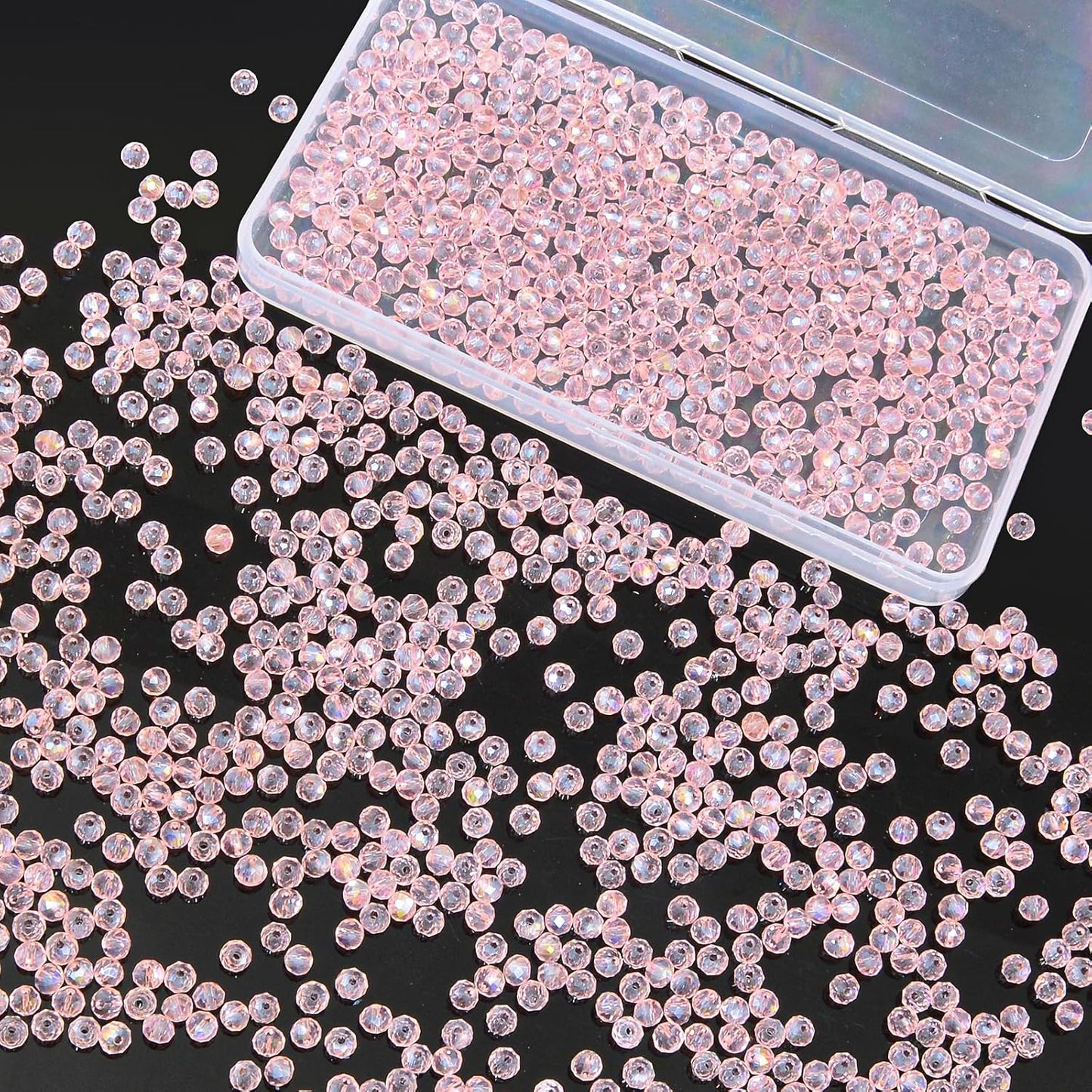 1200Pcs 4mm Crystal Glass Beads for Jewelry Making Beads for Bracelets Necklace Pendants Making Supplies(Pink)
