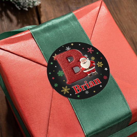 callie Personalized Christmas Stickers - Custom Name & Initial, 1.97 Inch Cartoon Santa Claus Design Merry Christmas Stickers Labels for Envelopes Seals Crafts Cards Gifts (30PCS)