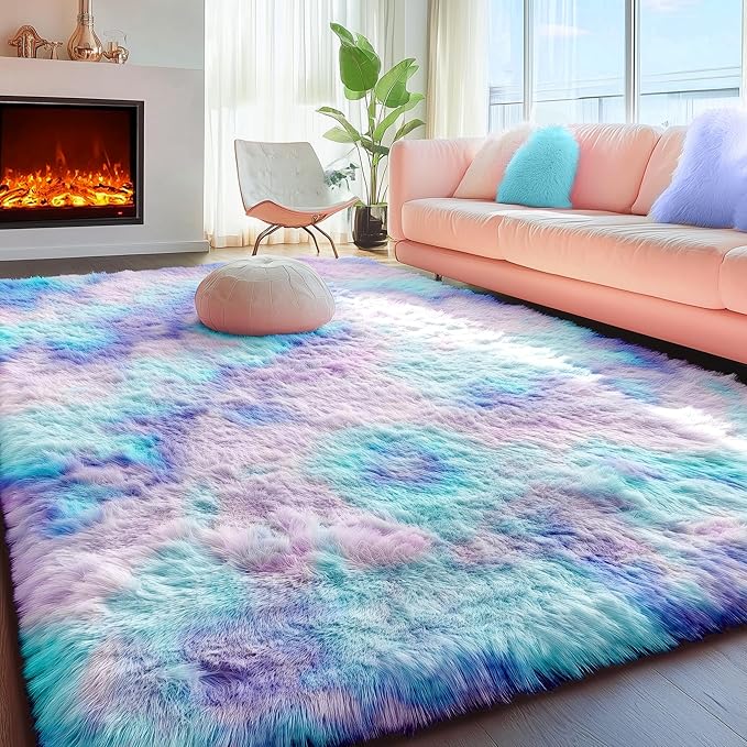 PAGISOFE Plush Rainbow Mermaid Rugs by PAGISOFE
