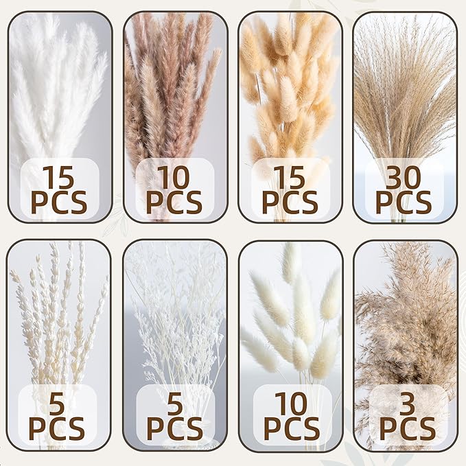 Natural Pampas Grass 8kind Grass Mix Bouquet | Dried Pampas Bouquet - Image 4