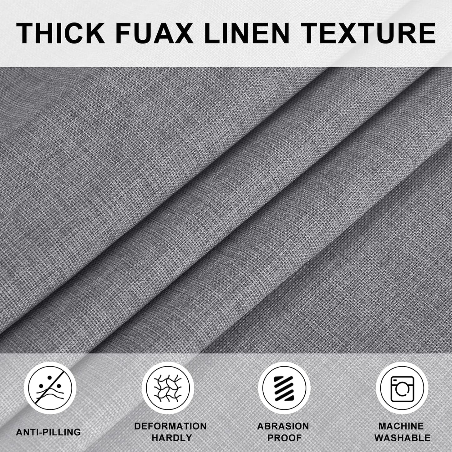 Hiasan Round Linen Tablecloth 108 Inch - Wrinkle and Stain Resistant Washable Polyester Fabric Table Cloth for Dining Room Kitchen Party, Grey