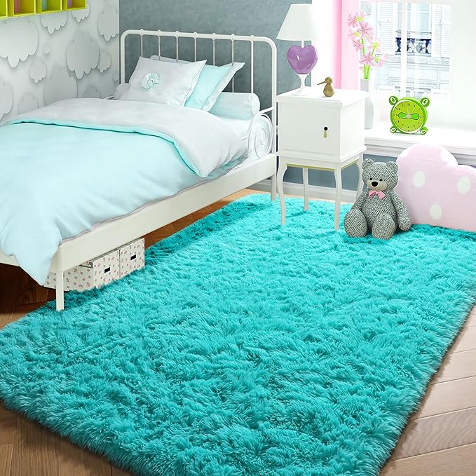 PAGISOFE Soft Fluffy Teal Area Rugs - Image 8