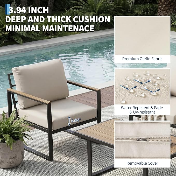 4-Piece Outdoor Patio Furniture Set, Conversation Sofa Set - Image 4