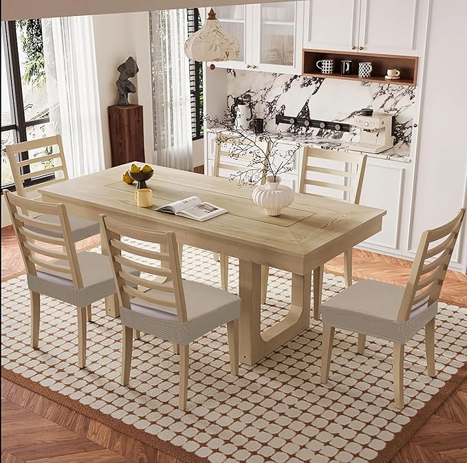 Smiry Waterproof Seat Covers for Dining Room Chairs Set of 4, Stretch Jacquard - Image 8
